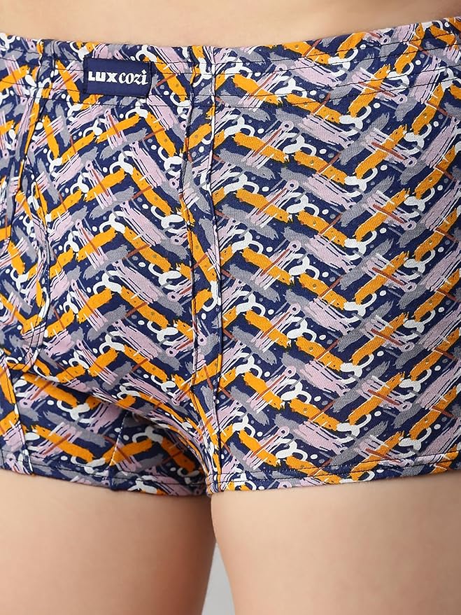 Lux Cozi Mens 100% Cotton Printed Mini Trunk | Printed Mini Trunk for Men | Color and Print May Vary | Mini Trunk for Men Pack of 3